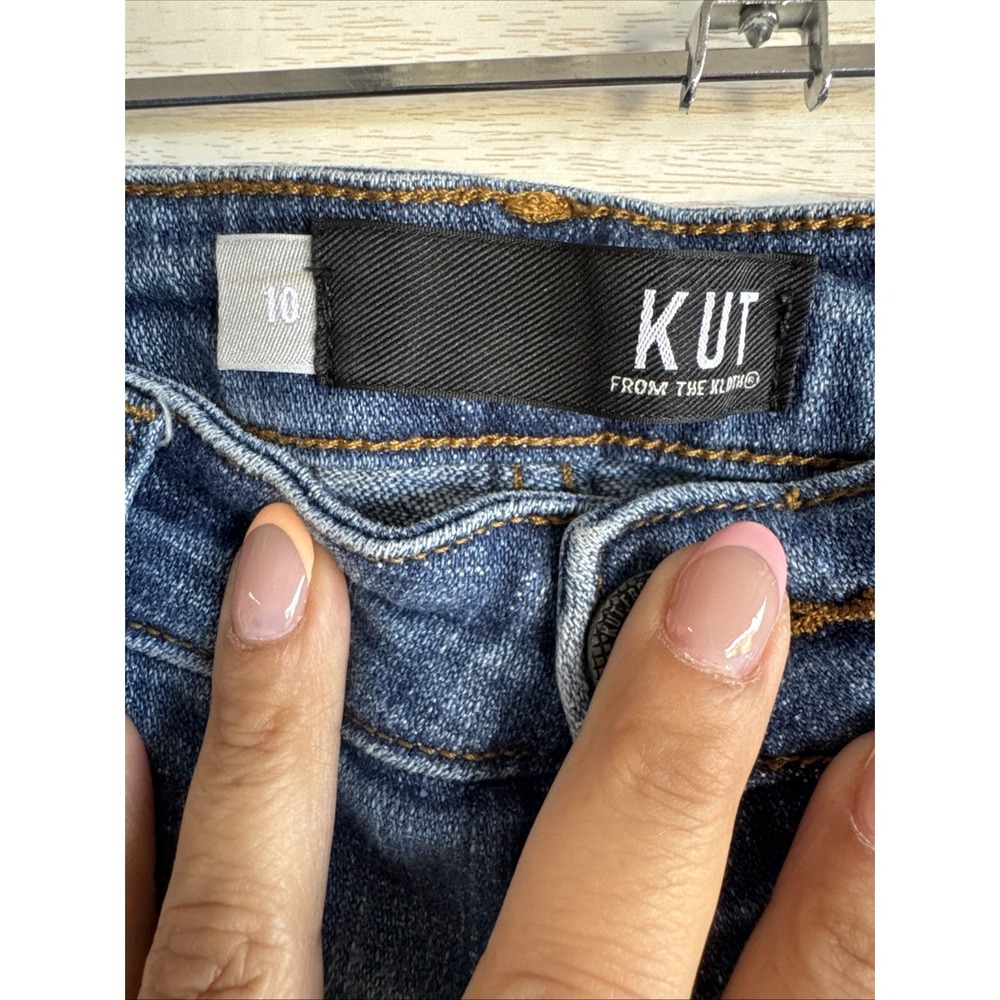 KUT from the Kloth women's blue denim cropped jeans Straight Leg Lauren Sz 10 - Picture 6 of 10